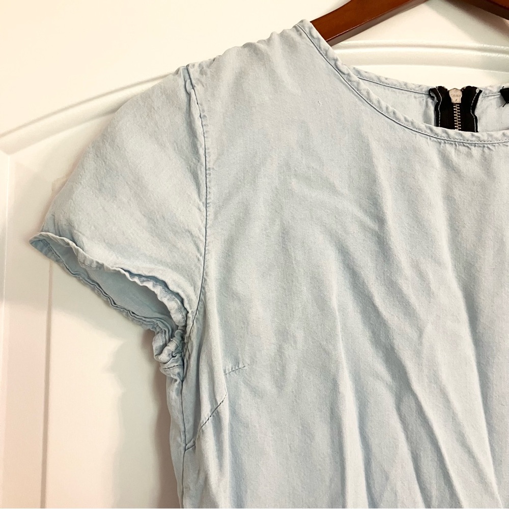 Forever 21 Chambray Shift Dress Light-Wash Denim Mini Shirt Dress‎ Women’s Sz S - Picture 3 of 9
